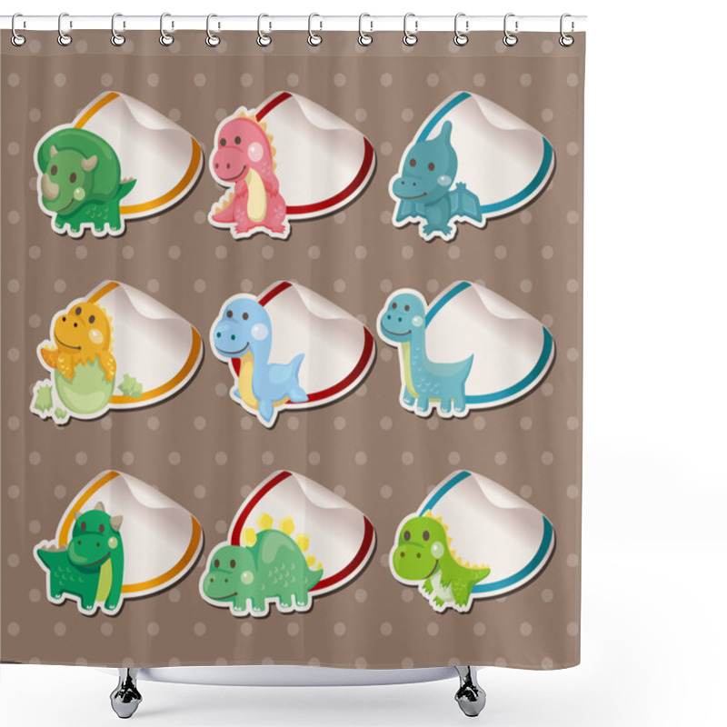 Personality  Cartoon Dinosaur Stickers Label Shower Curtains