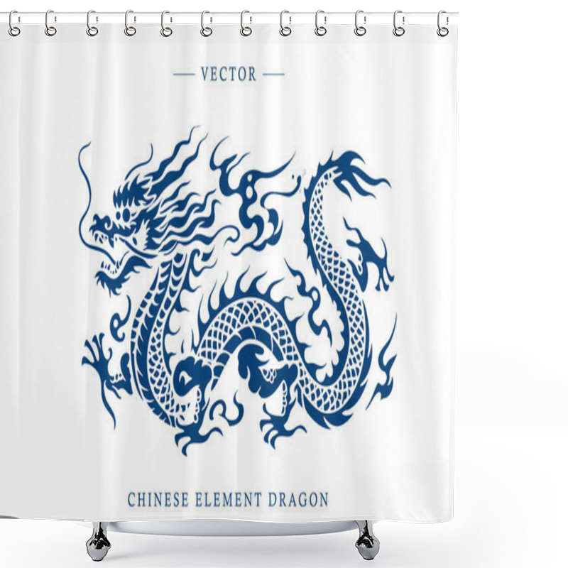 Personality  Blue And White Porcelain Chinese Dragon Pattern Shower Curtains