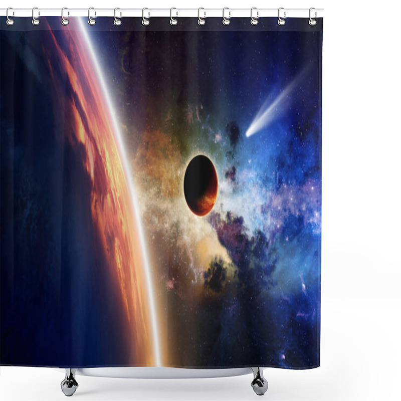 Personality  Planets And Comet In Space Shower Curtains