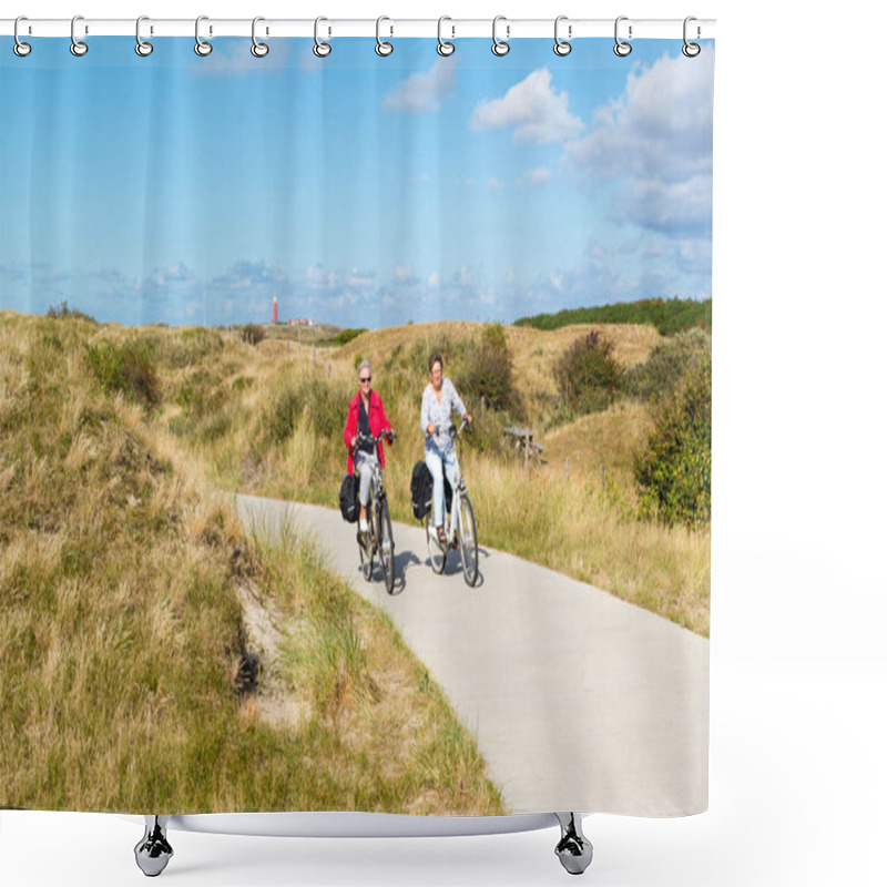 Personality  People Cycling In Dunes Of Texel, Netherlands Shower Curtains