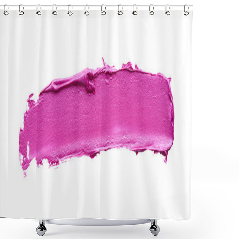 Personality  Pink Lipstick Or Acrylic Paint Isolated On White Shower Curtains