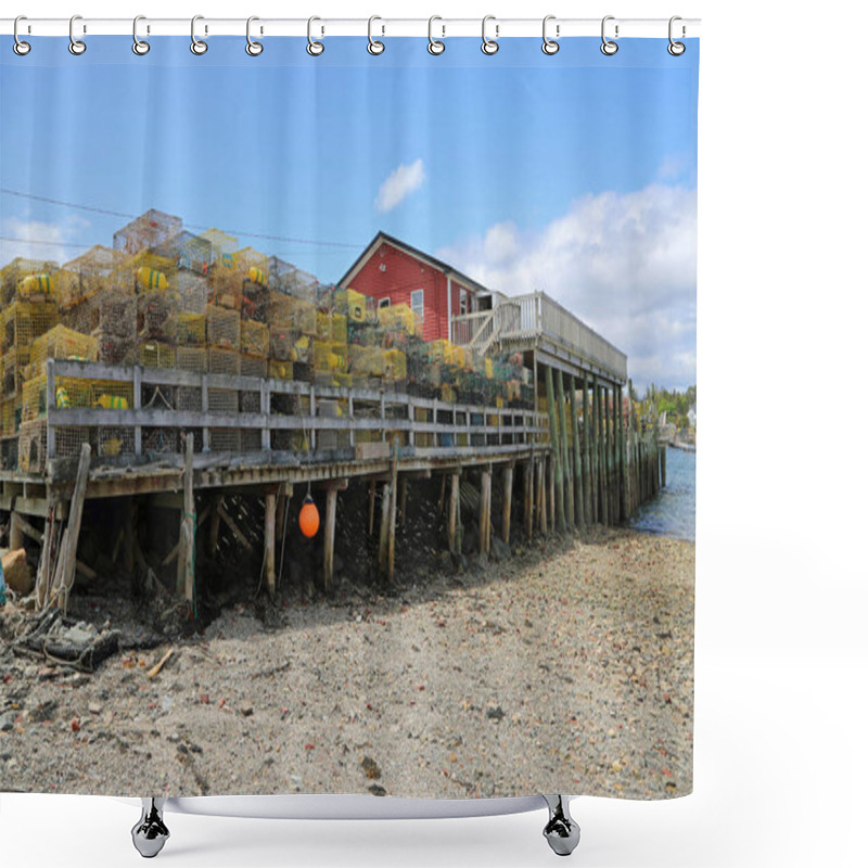 Personality  Lobster Cages - Little Island Marine - Mt Desert Island, Maine Shower Curtains