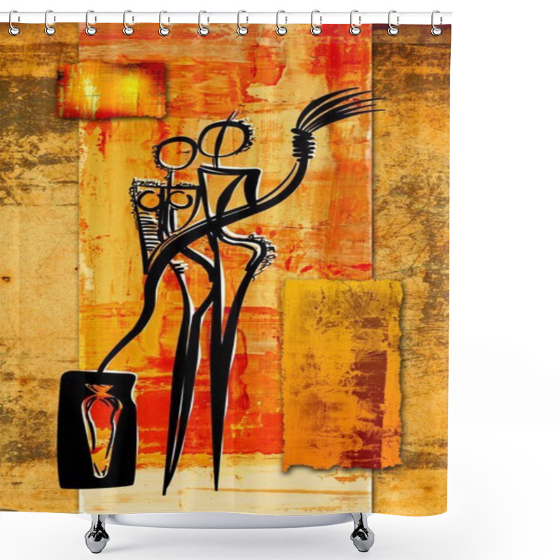 Personality  Abstract Oil Painting Illustration Shower Curtains