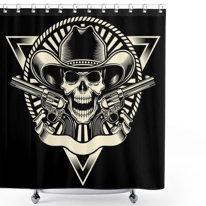 Personality  Cowboy Skull With Revolver Shower Curtains