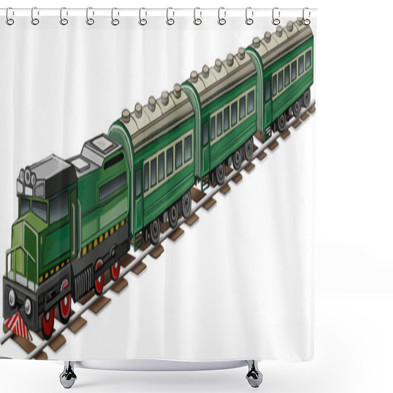 Personality  Green Passanger Train Shower Curtains