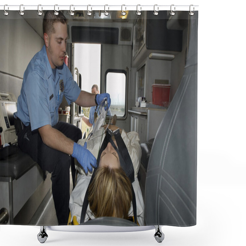 Personality  Paramedic With Victim In Ambulance Shower Curtains