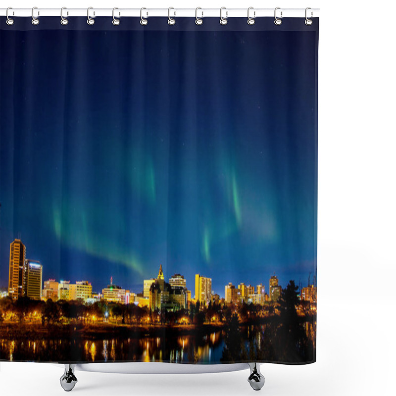 Personality  Northern Lights Saskatoon City Skyline Night Photography Shower Curtains