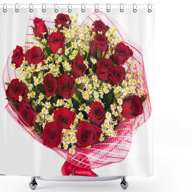 Personality  Bouquet Of Red Roses And Daisies Shower Curtains