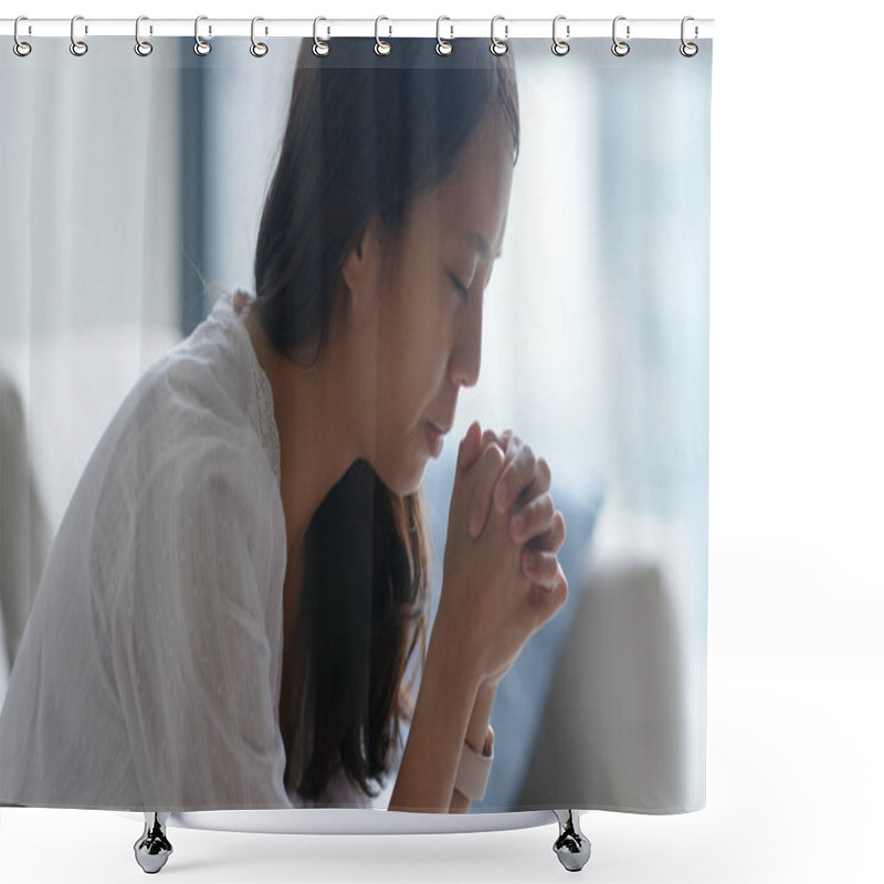 Personality  Woman Pray To God At Home Shower Curtains