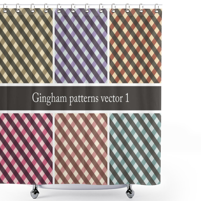 Personality  Country Style Pattern, Set Of Seamless Gingham Patterns Shower Curtains