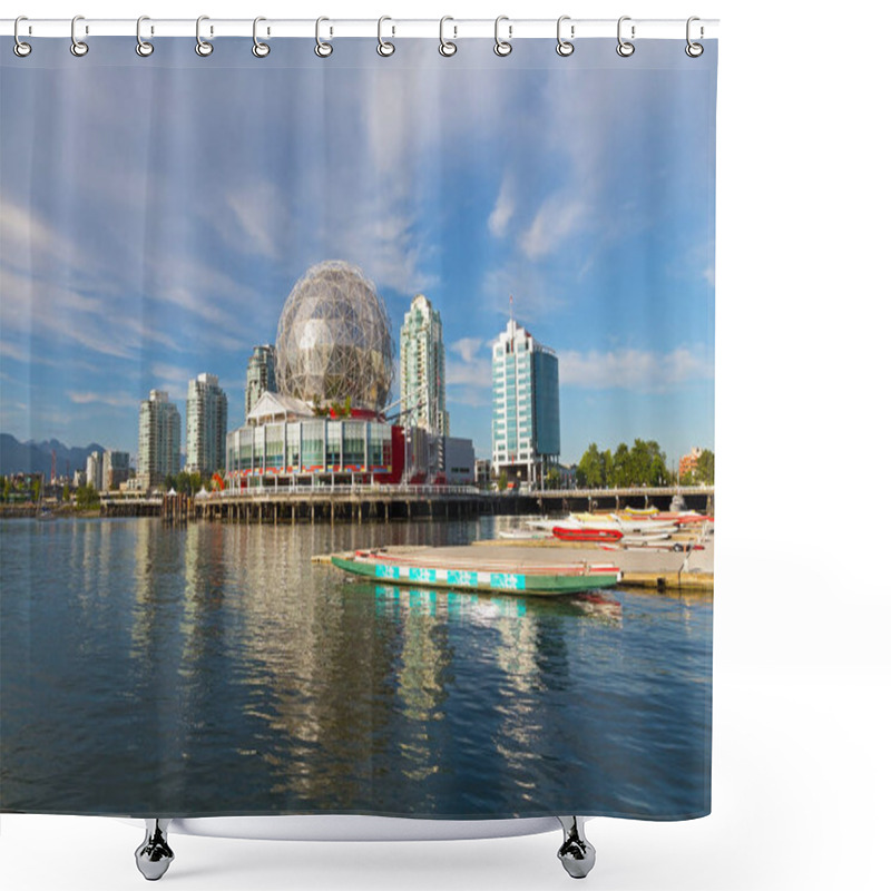 Personality  City Skyline At False Creek With Science World And Boats Pier In Vancouver, BC, Canada.  Shower Curtains