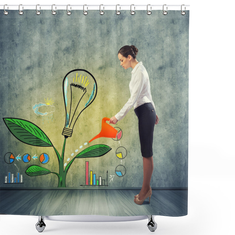 Personality  Businesswoman Watering Creative Idea Shower Curtains