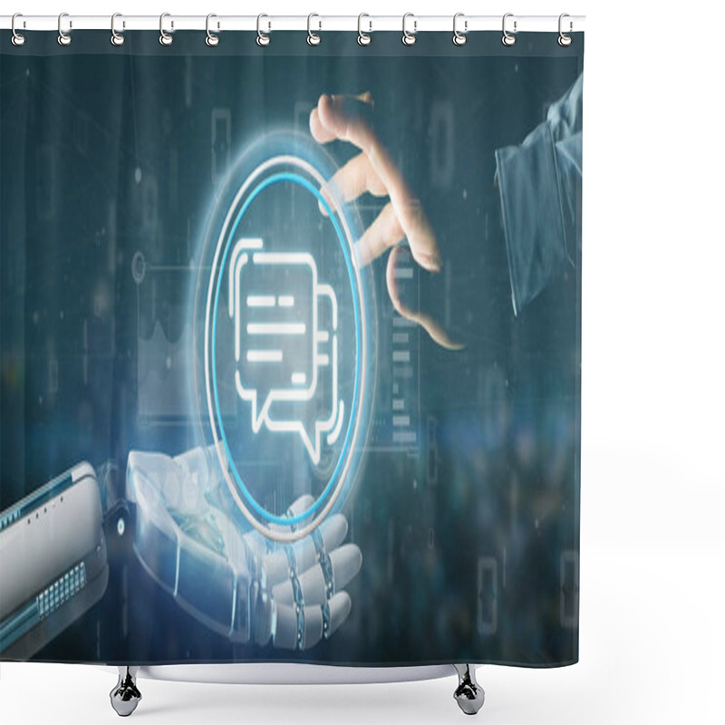 Personality  Cyborg Hand Holding A Message Icon  Shower Curtains