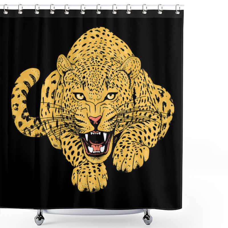 Personality  Leopard Face Tattoo ,Vector Illustration, Print Shower Curtains