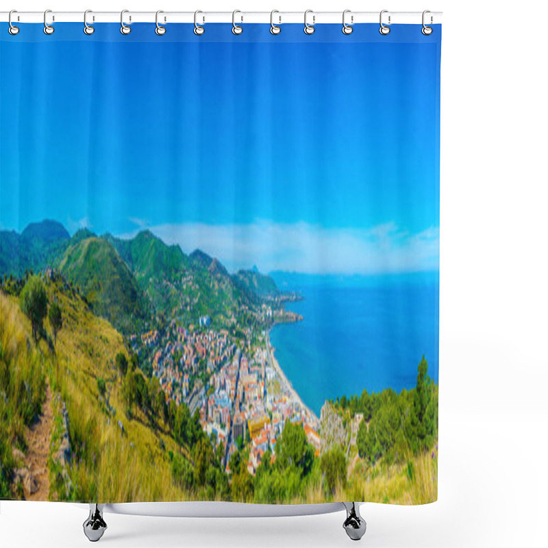 Personality  Aerial View Of The Sicilian Town Cefalu, Ital Shower Curtains