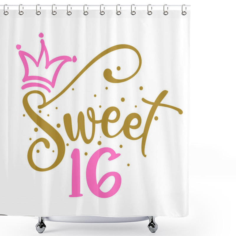 Personality  Sweet Sixteen (16th) Birthday Teenage Girl Year Anniversary. Princess Queen. Toppers For Birthday Cake. Number 16. Good For Cake Toppers, T Shirts, Clothes, Mugs, Posters, Textiles, Gifts, Baby Sets. Shower Curtains