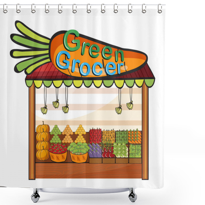 Personality  A Green Grocer Shop Shower Curtains