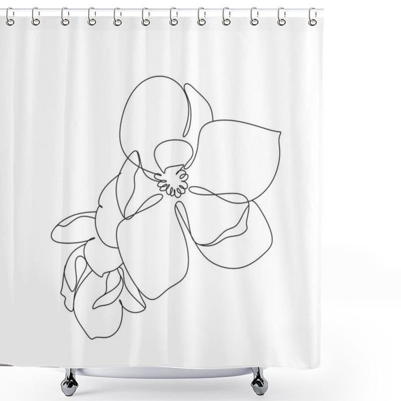 Personality  Magnolia Line Drawing Vector. Flower Line Art. Botanical Illustration Shower Curtains