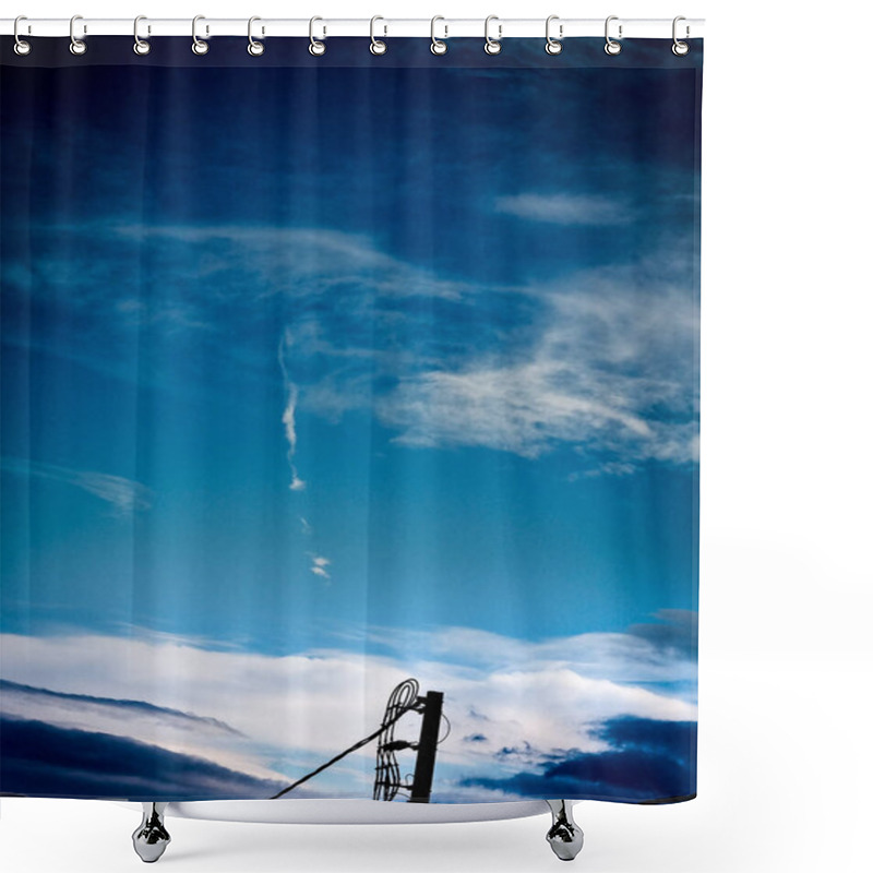 Personality  A Falling Star Under Blue Sky Shower Curtains