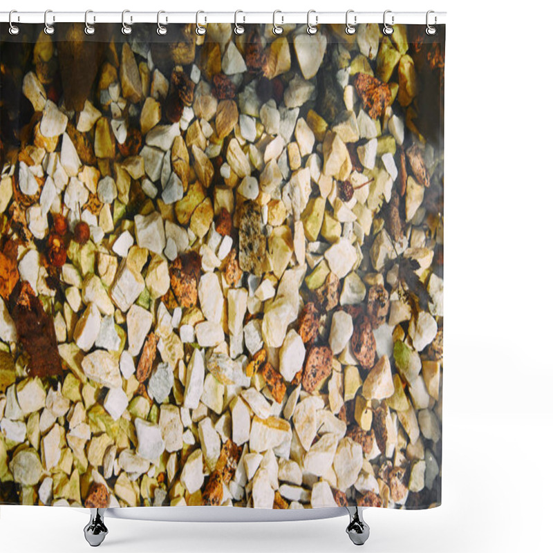 Personality  Top View Of Textured Yellow And White Pebble Stones Ground Shower Curtains