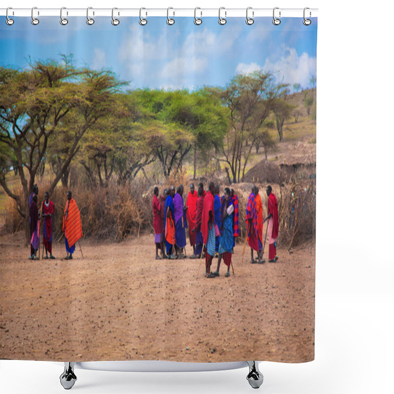 Personality  Maasai And Their Village In Tanzania, Africa Shower Curtains