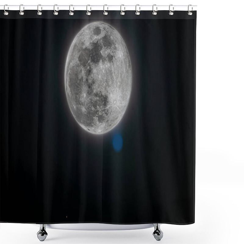 Personality  A Luminous High-resolution Capture Of The Wolf Moon In January, Highlighting Its Detailed Craters And Glowing Surface Against The Pitch-black Sky. Shower Curtains