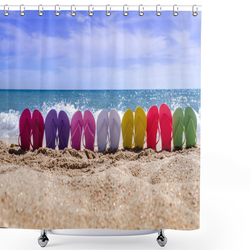 Personality  Rainbow Flip Flops Shower Curtains