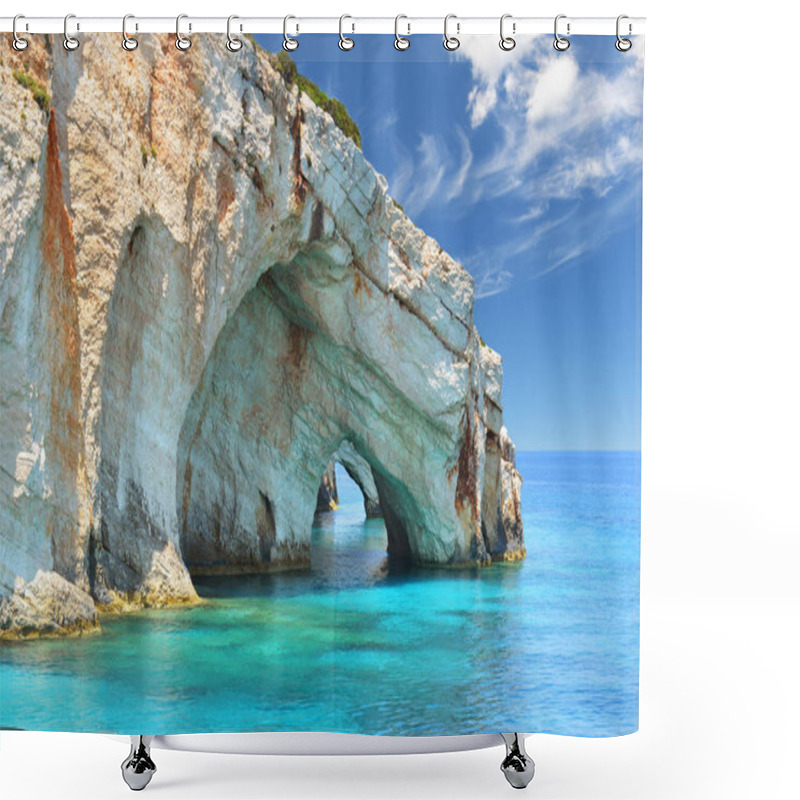 Personality  Blue Caves On Zakynthos Island, Greece Shower Curtains