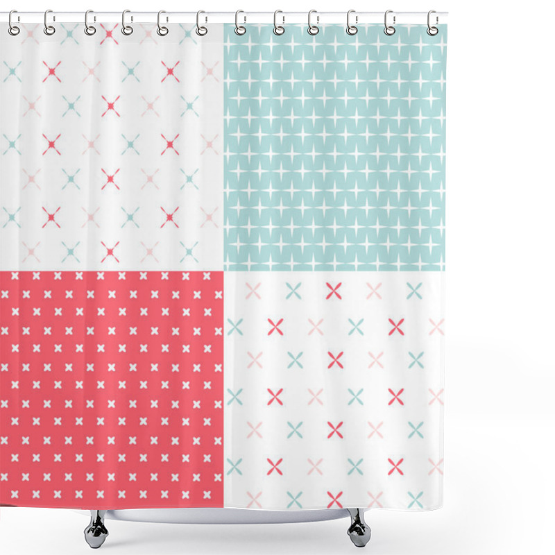 Personality  Set Of Seamless Patterns Shower Curtains