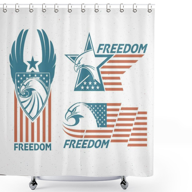 Personality  Memorial Day. Typographic Card With The American Flag And Eagle. Vector Illustration Shower Curtains