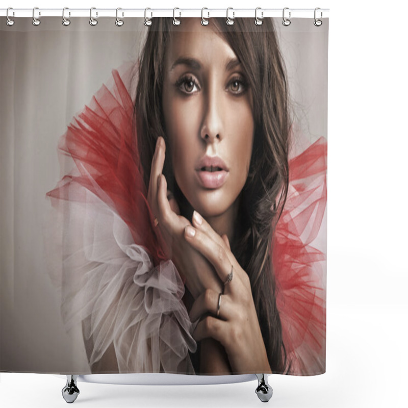 Personality  Portrait Of A Young Brunette Beauty Shower Curtains