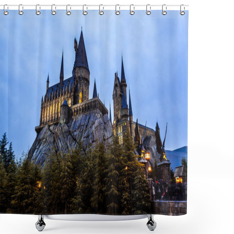 Personality  OSAKA, JAPAN - MARCH 20, 2017 : Hogwarts School In Harry Potter Attraction Zone In Universal Studio Japan Shower Curtains