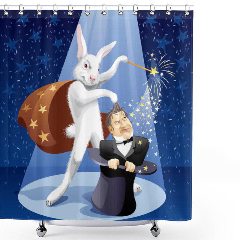 Personality  Magician Rabbit Magician In A Magic Wand.  Shower Curtains