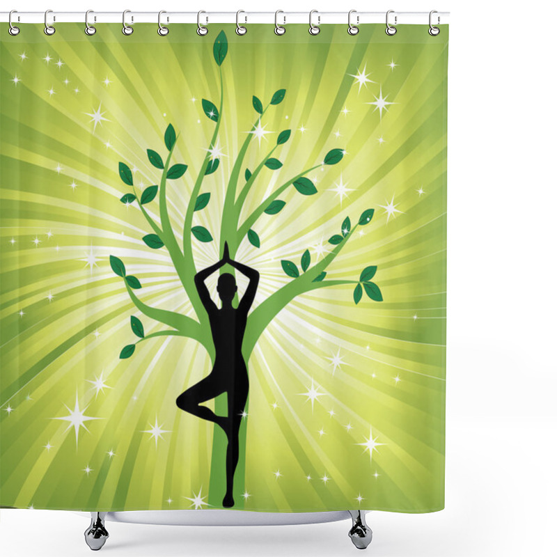 Personality  Woman In The Yoga Tree Asana Shower Curtains