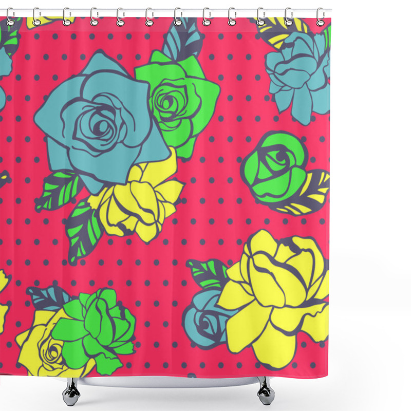 Personality  Rose Flower Seamless Pattern In Modern Trendy Style Shower Curtains