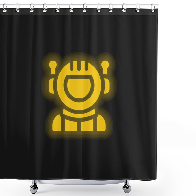 Personality  Astronaut Yellow Glowing Neon Icon Shower Curtains