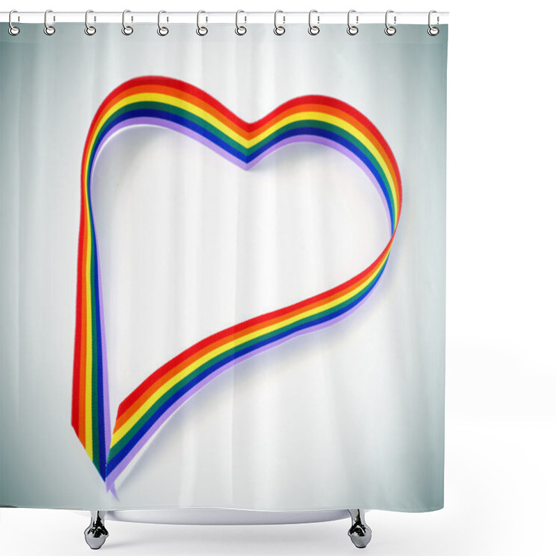 Personality  Heart-shaped Rainbow Ribbon Shower Curtains