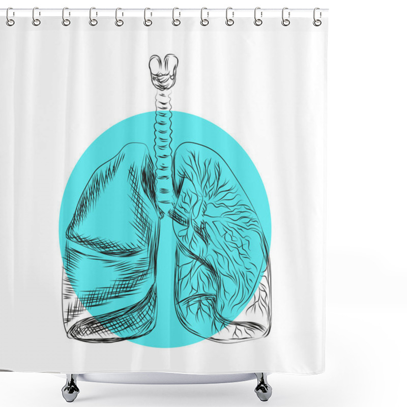 Personality  Drawn Vector Healthy Human Lungs In A Circle Shower Curtains