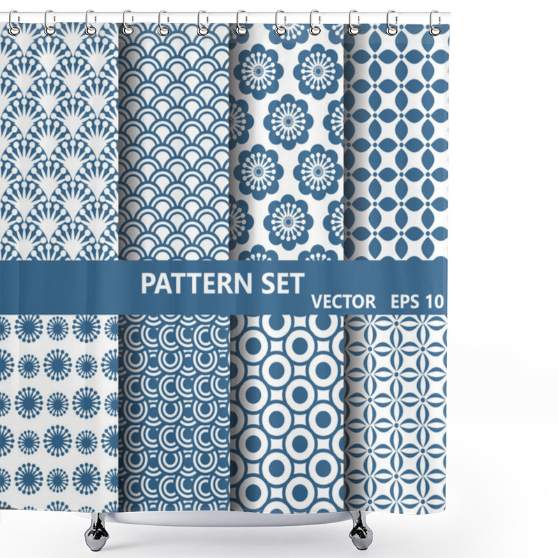 Personality  Blue Flowers Nad Curevs  Pattern Set Shower Curtains