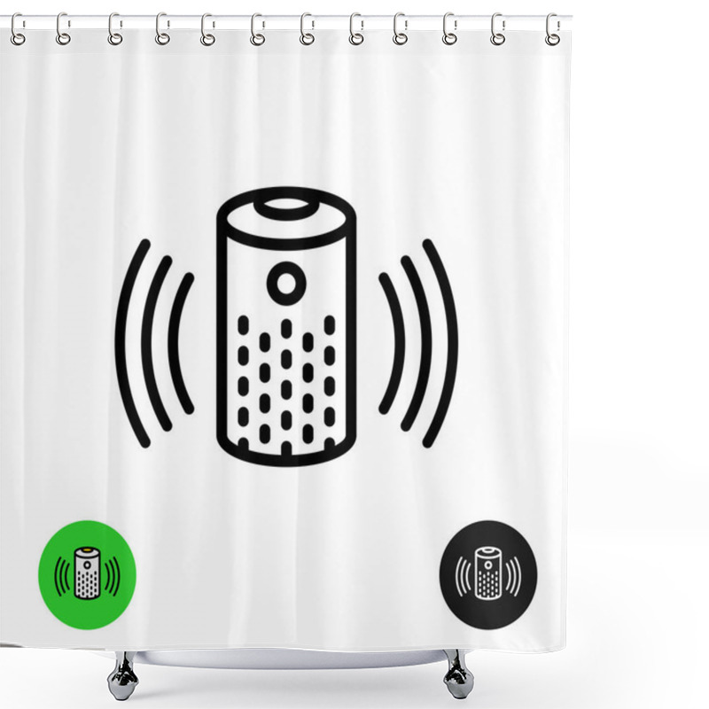 Personality  Voice Assistant Icon. Wireless Speaker Line Symbol Shower Curtains