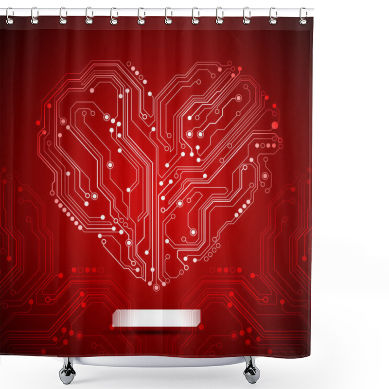 Personality  Circuit Board Heart Background - Creative Idea Vector Shower Curtains