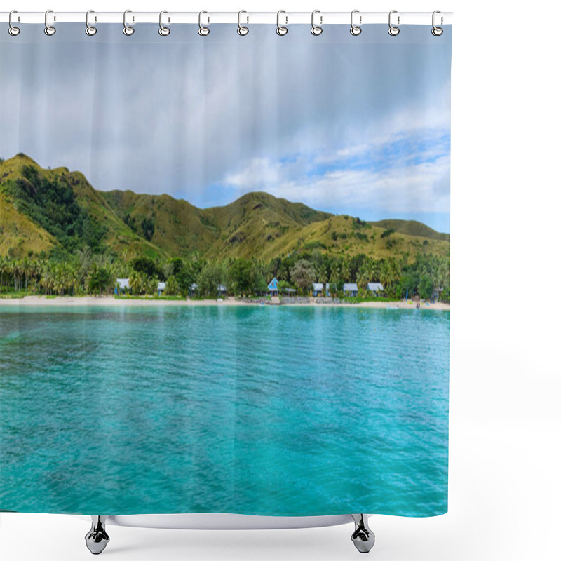 Personality  Fiji: Bungalows On Beach At Tourist Resort, Yasawa Islands, Fiji. South Pacific Islands; Pacific Shower Curtains