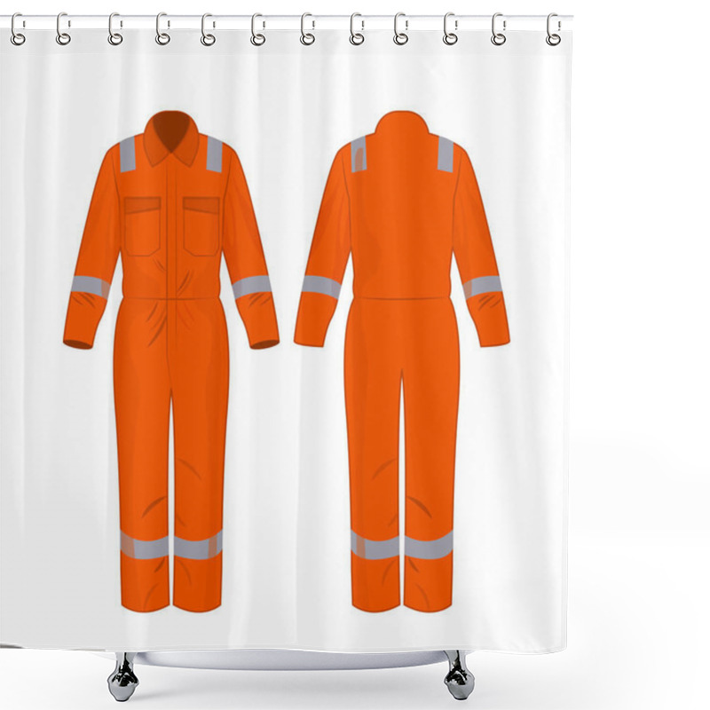 Personality  Orange Work Overalls With Safety Band Isolated Vector On The White Background Shower Curtains