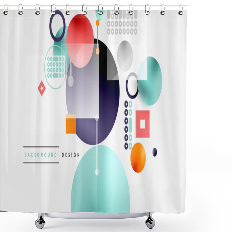 Personality  Minimalistic Abstract Vector Design, Layered Geometric Shapes Circles, Squares, And Triangles With Soft Pastel Gradients And Semi-transparent Effects. Perfect For Contemporary Use Shower Curtains