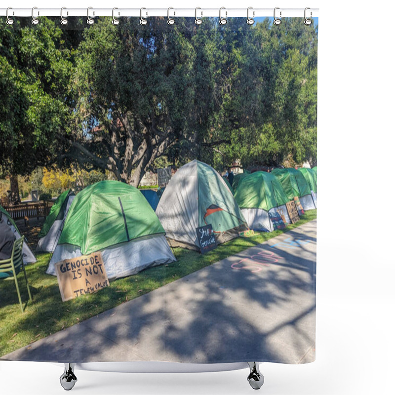 Personality  Los Angeles, CA - April 30 2024:  Pro-palestine Encampment On The Campus Of Occidental College Shower Curtains