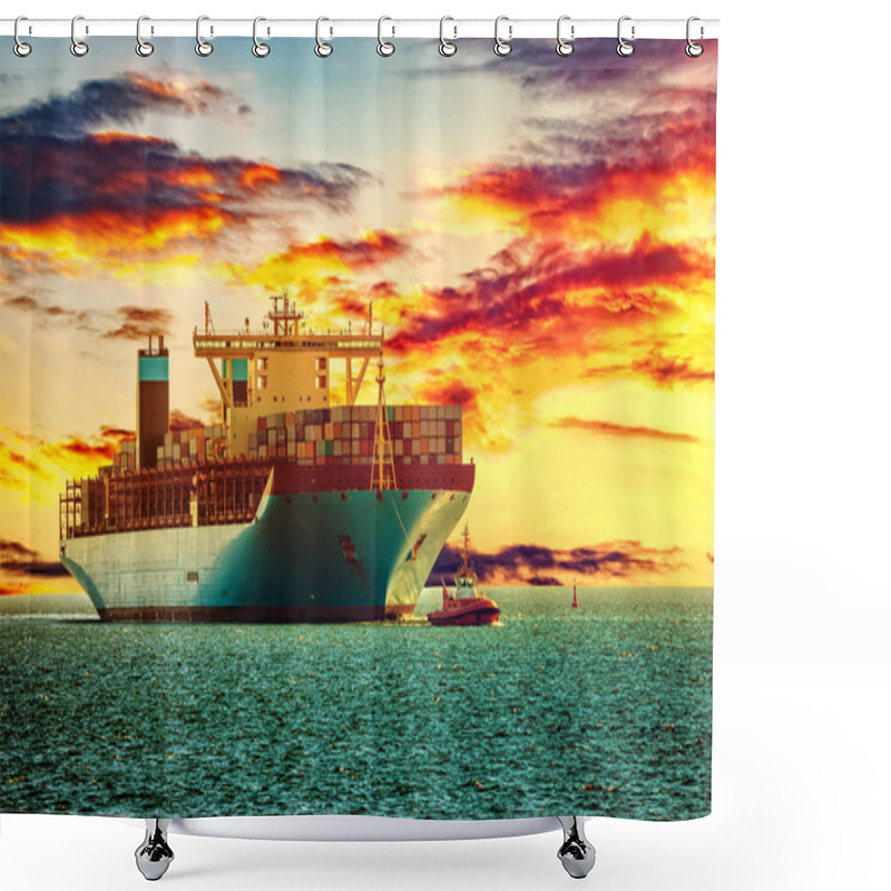 Personality  Container Ship On Sea Shower Curtains