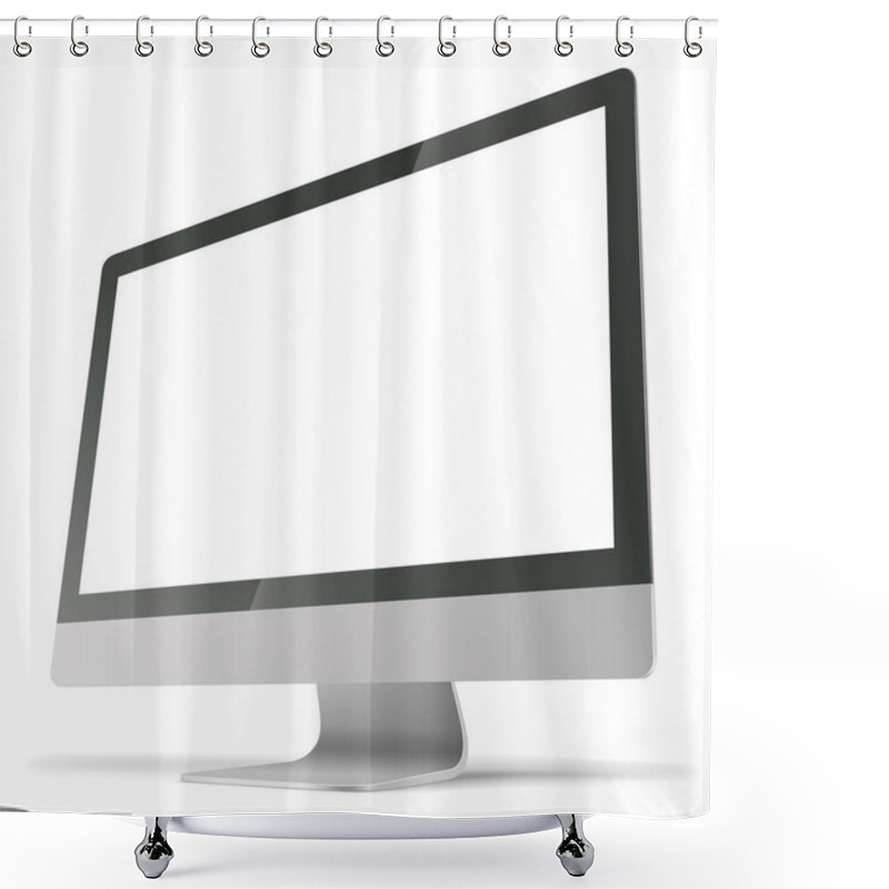 Personality  Modern Grey Metallic Blank Monitor Isolate Don White Background. Vector Illustration. Shower Curtains