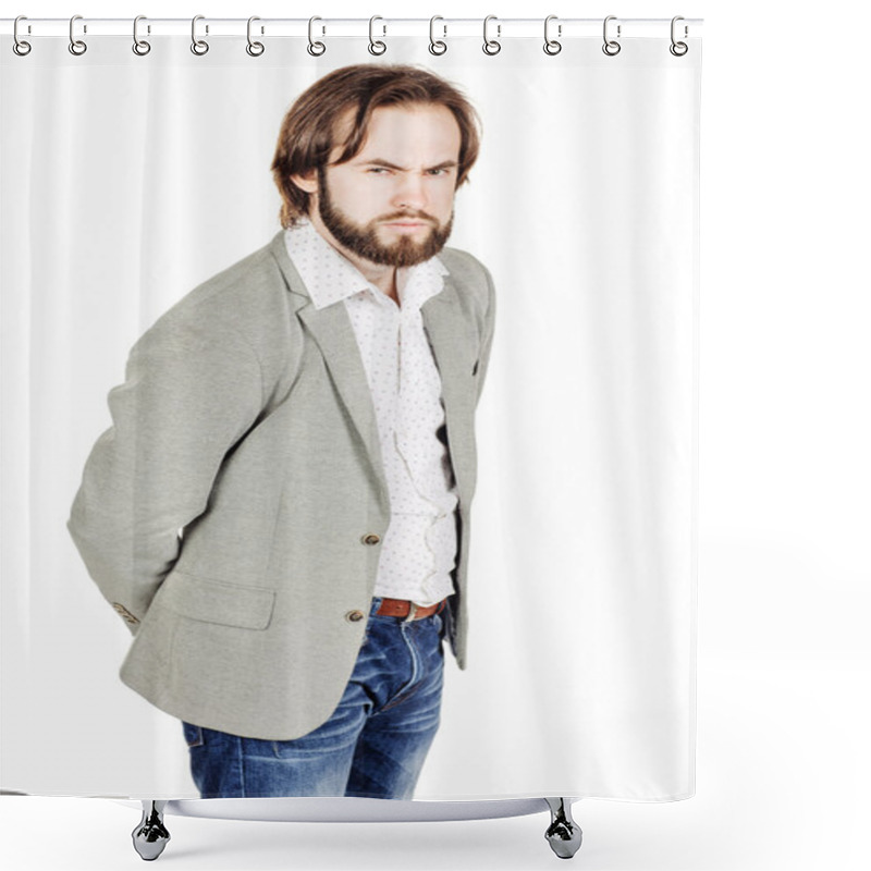 Personality  Portrait Of Bearded Business Man Shower Curtains