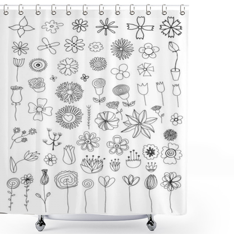 Personality  Set Of Flower Doodles Shower Curtains