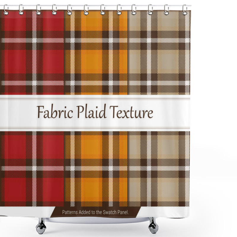 Personality  Tartan Pattern Set. Seamless Check Plaid In Dark Brown, Red, And Orange For Jacket, Dress, Skirt, Poncho, Blanket, Throw, Or Other Modern Textile Design. Swatches Included. Shower Curtains